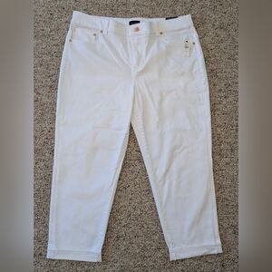 NWT Talbots Women's 16P Petite Everyday Relaxed Fit Jeans White Ankle